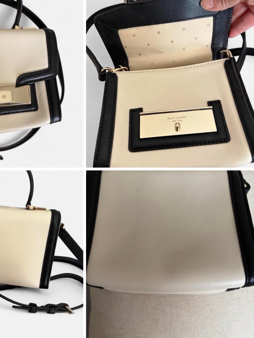 Kate Spade Mini Top Handle Crossbody Black White